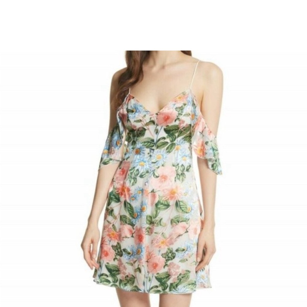 Alice + Olivia Alves Floral Cold Shoulder Dress in multi Size 6